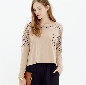 NWT Madewell Tan Polka Dot Long Sleeve M